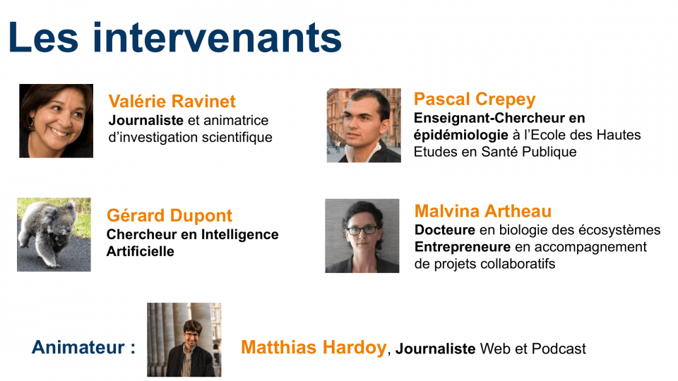 Les intervenants du webinaire : Malvina Artheau, Gérard Dupont, Valérie Ravinet et Pascal Crepey