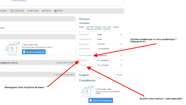 Modifiez votre profil : mode d'emploi #1 - ajoutez votre spécialité de Doctorat