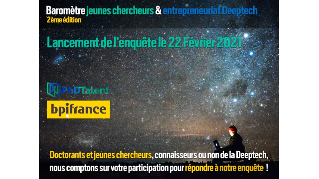 PhDTalent lance l'édition 2021 "Baromètre jeunes chercheurs & entrepreneuriat Deeptech"